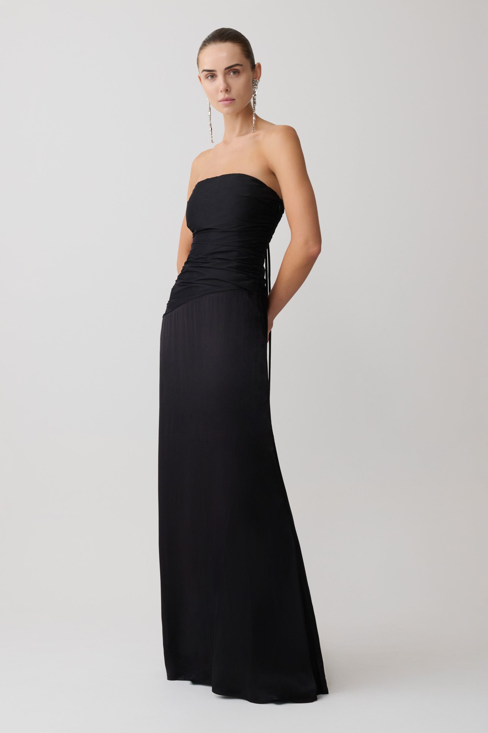 Serena Strapless Taffeta Maxi Dress - Black - Image 4