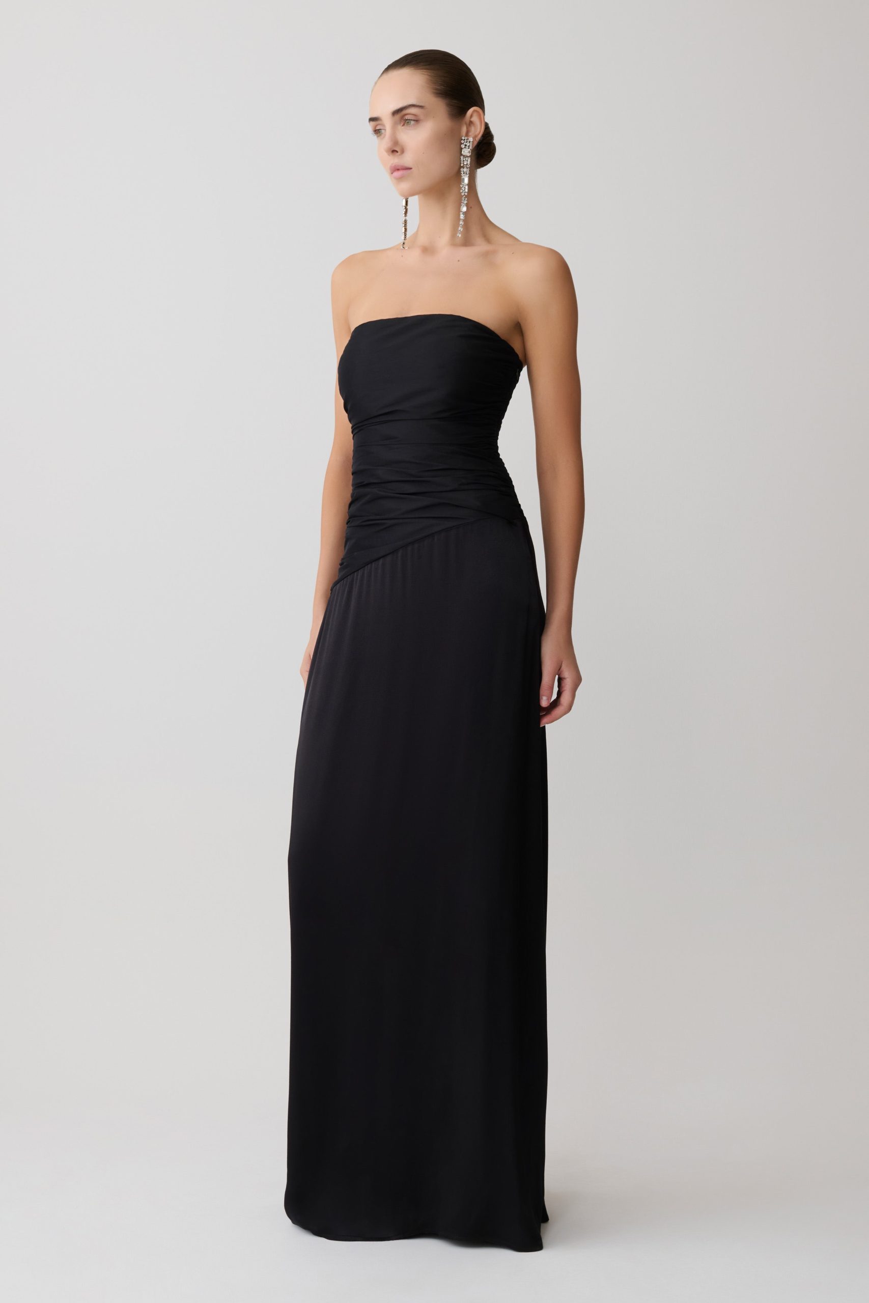Serena Strapless Taffeta Maxi Dress - Black - Image 2
