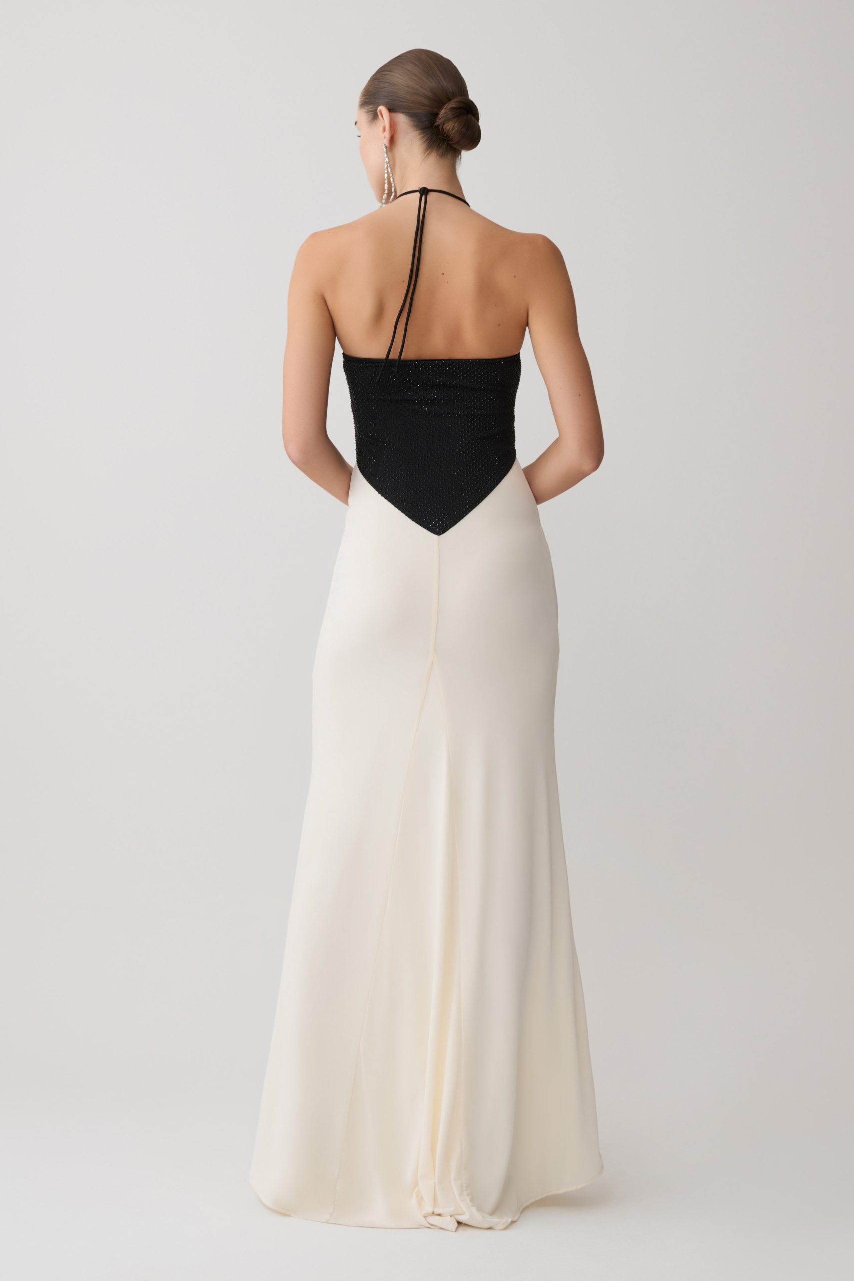 Hien Sequin Halter Maxi Dress - Black/Ivory - Image 5