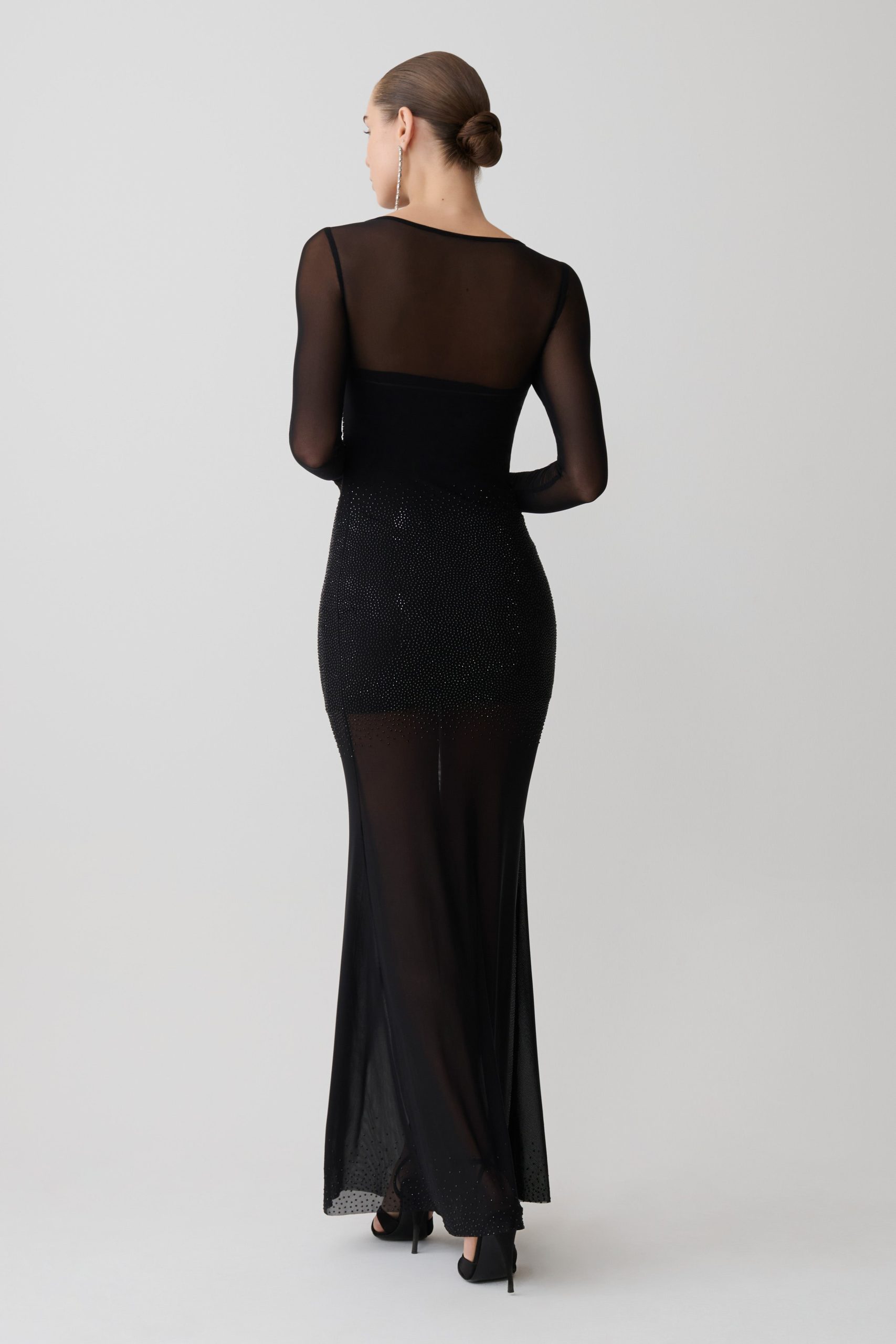 Lior Mesh Maxi Dress With Hotfix - Black - Image 5