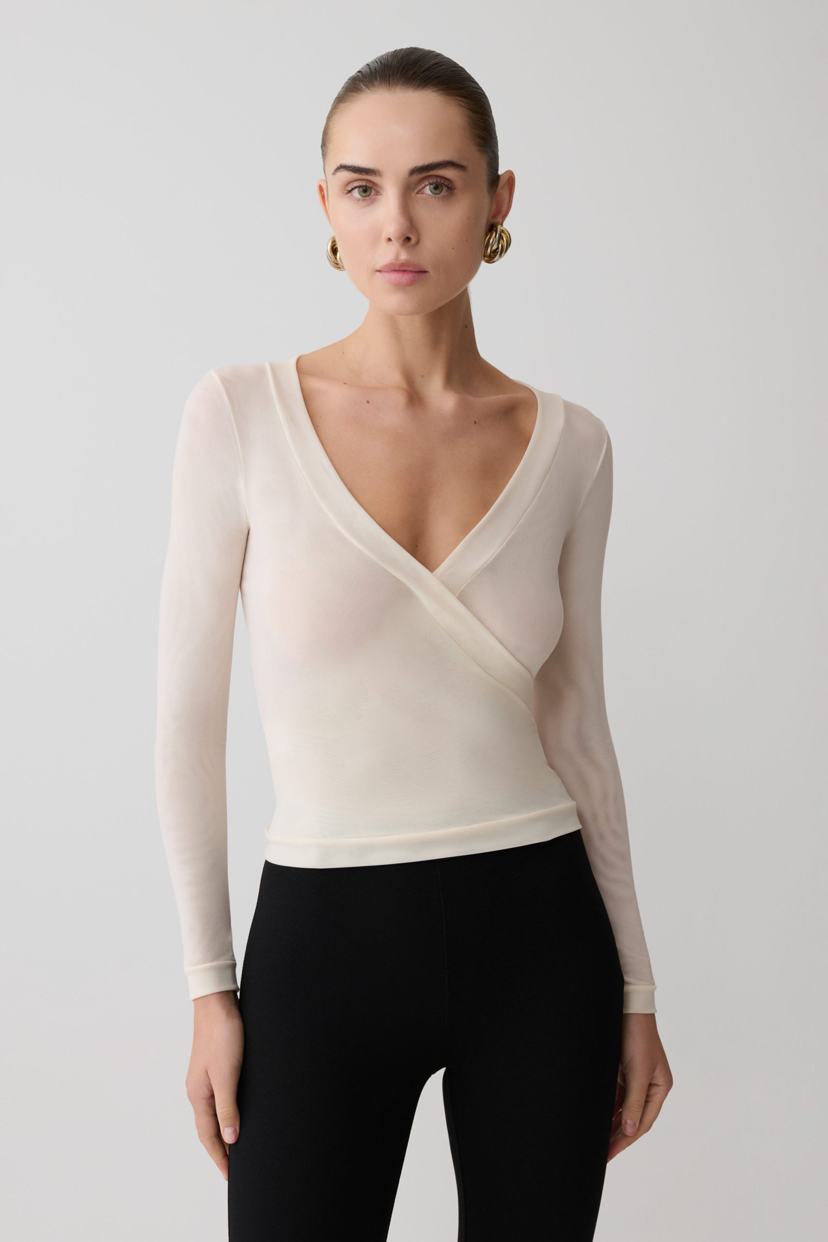 Lumi Long Sleeve Mesh Top - Bone