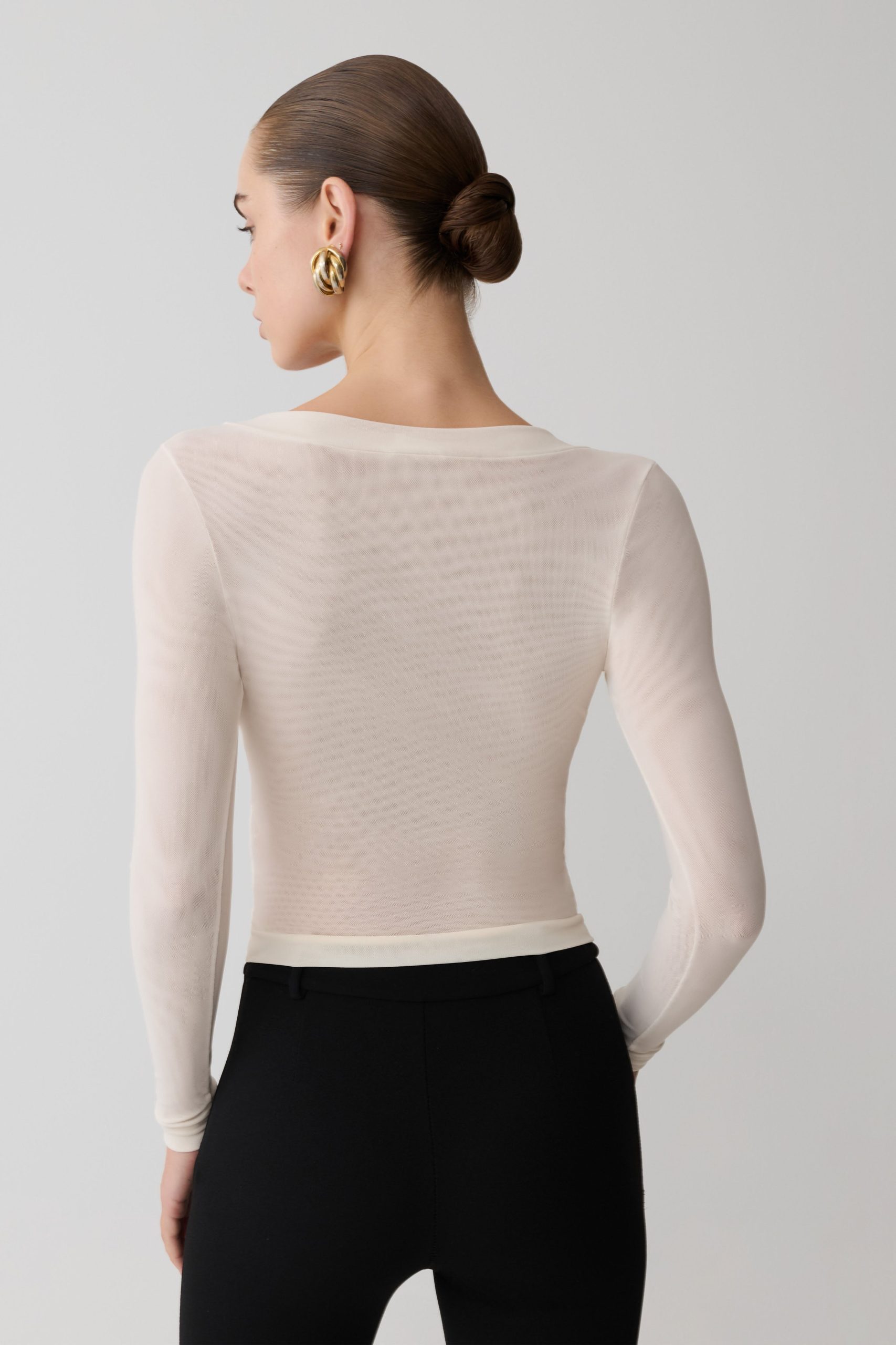 Lumi Long Sleeve Mesh Top - Bone - Image 2