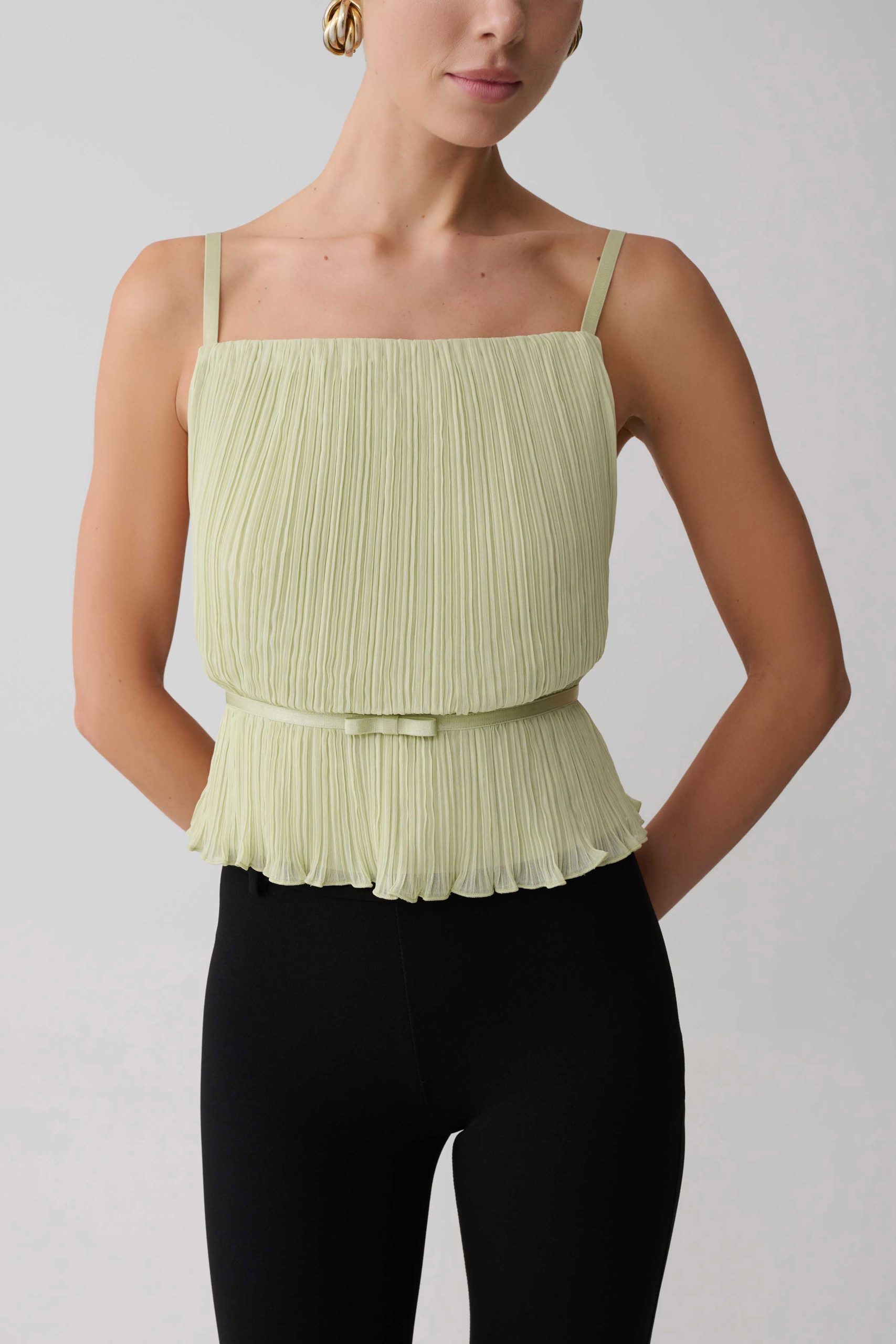 Lilou Pleated Sleeveless Top - Sage - Image 3