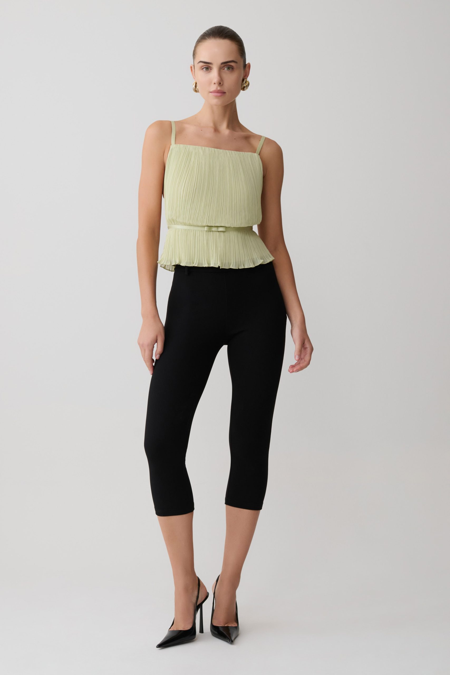 Lilou Pleated Sleeveless Top - Sage - Image 8