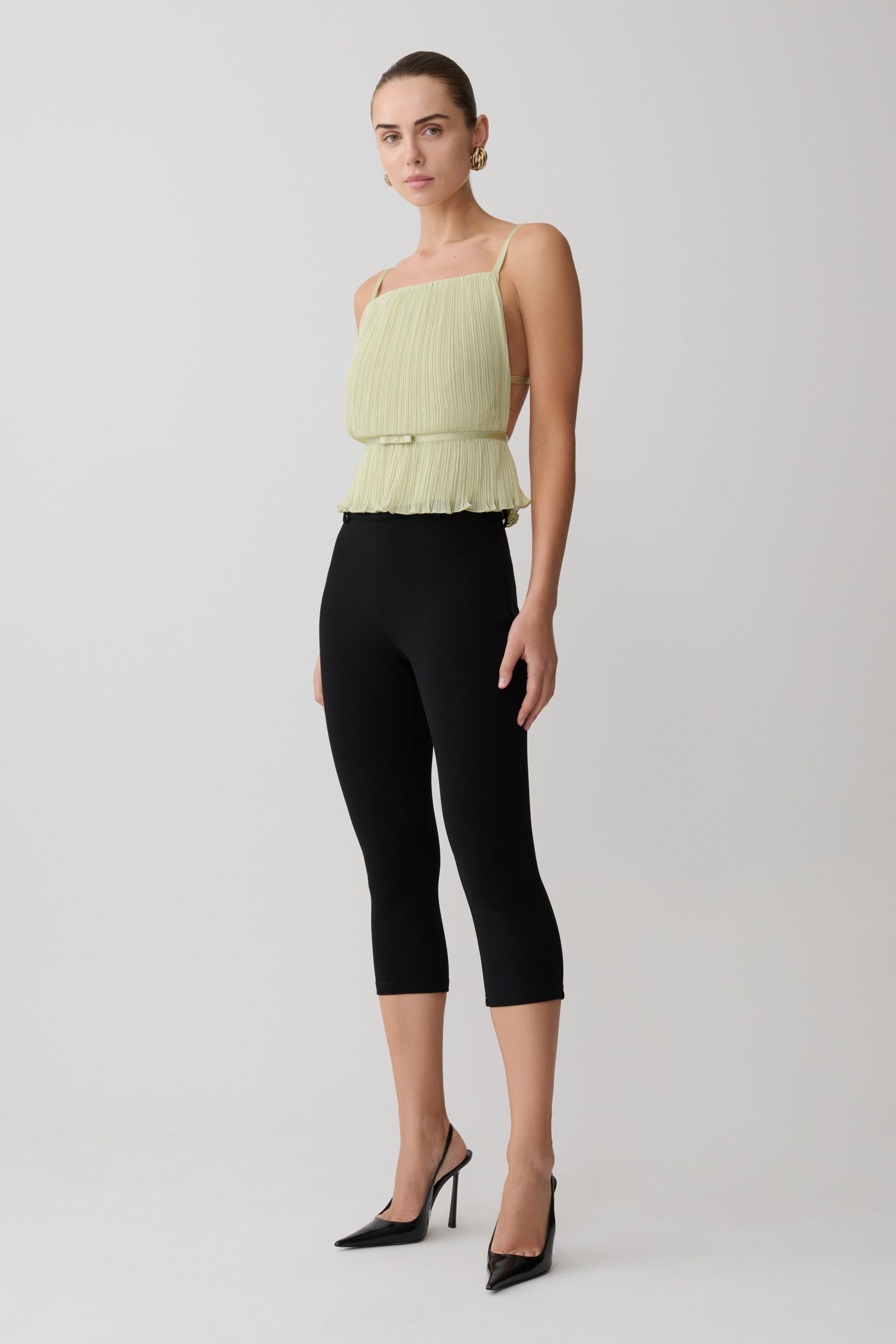 Lilou Pleated Sleeveless Top - Sage - Image 5