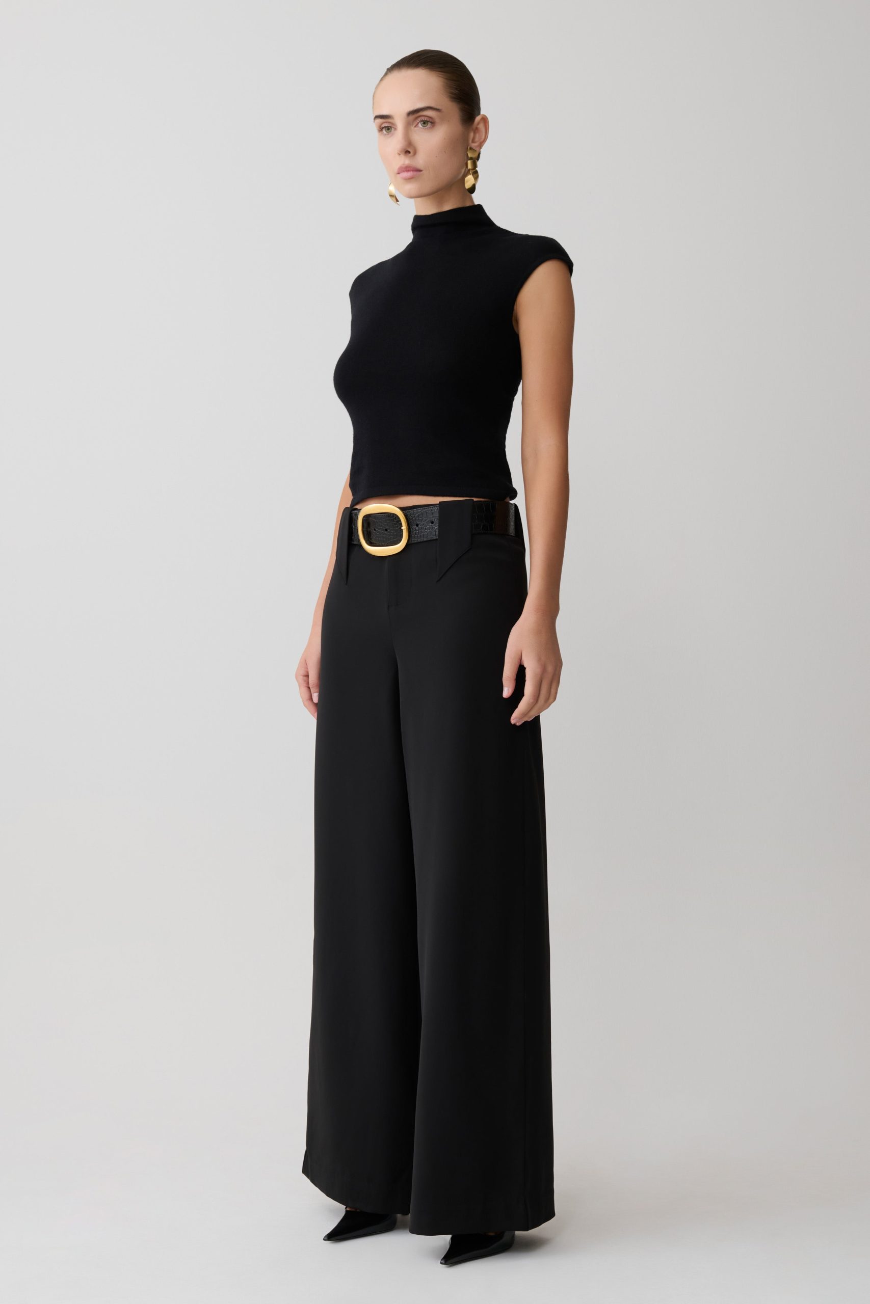 Arlo Wide Leg Suiting Trouser - Black - Image 2
