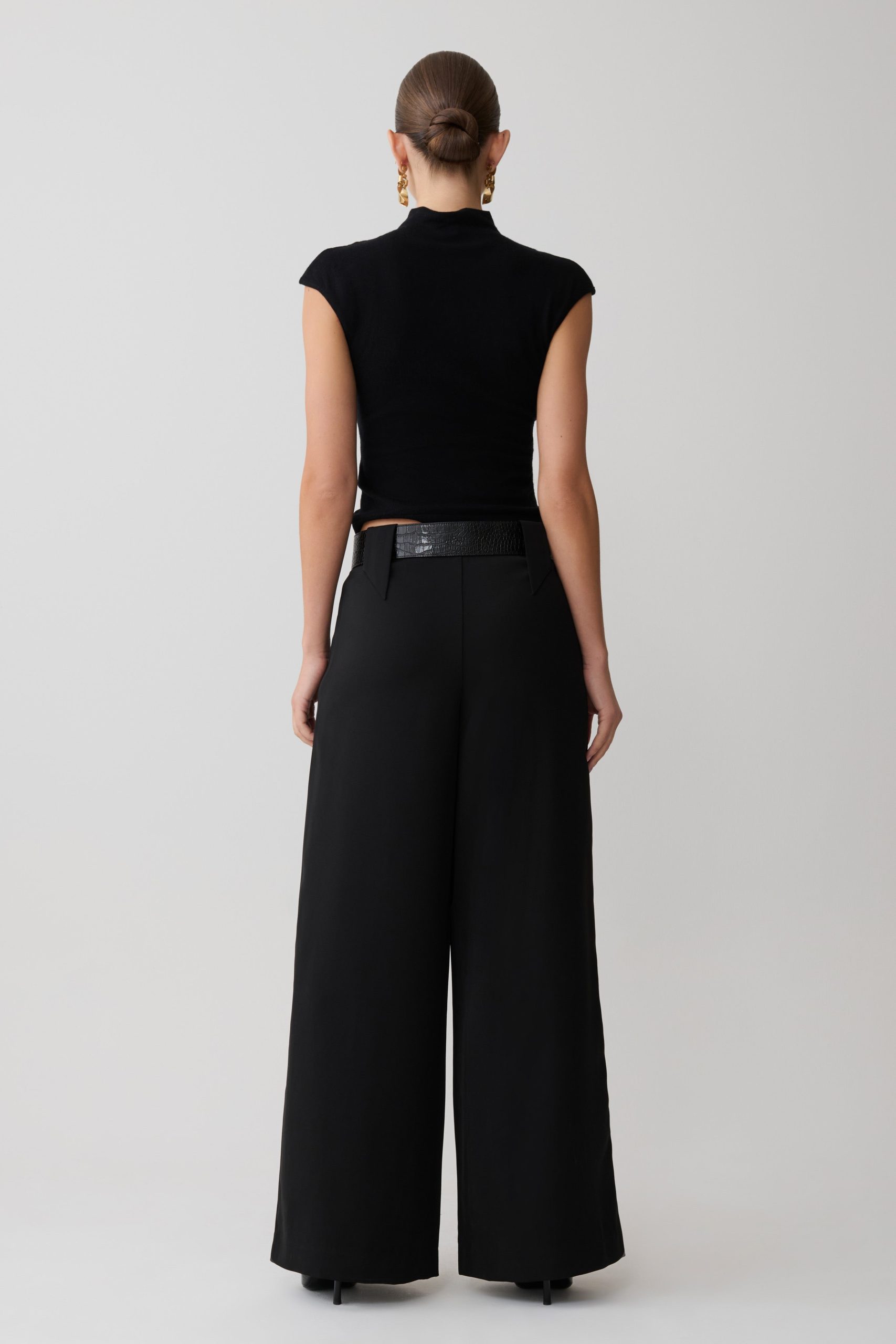 Arlo Wide Leg Suiting Trouser - Black - Image 3
