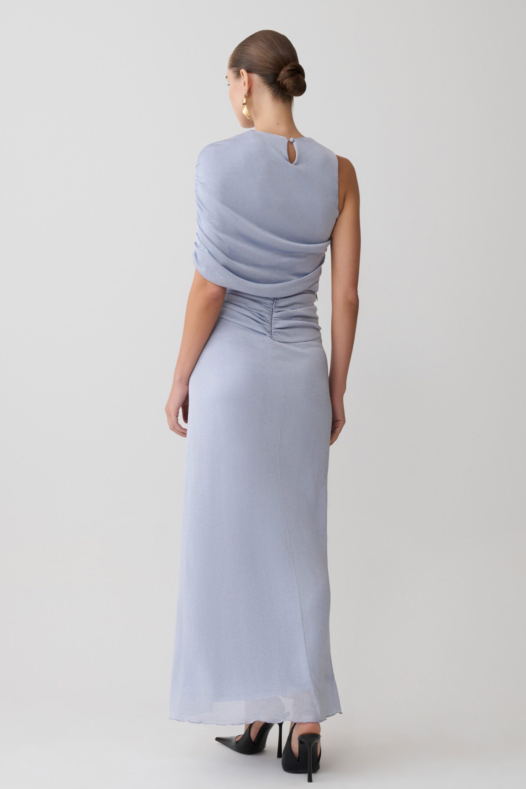 Adrienne Lurex Knot Maxi Skirt - Pastel Blue - Image 2