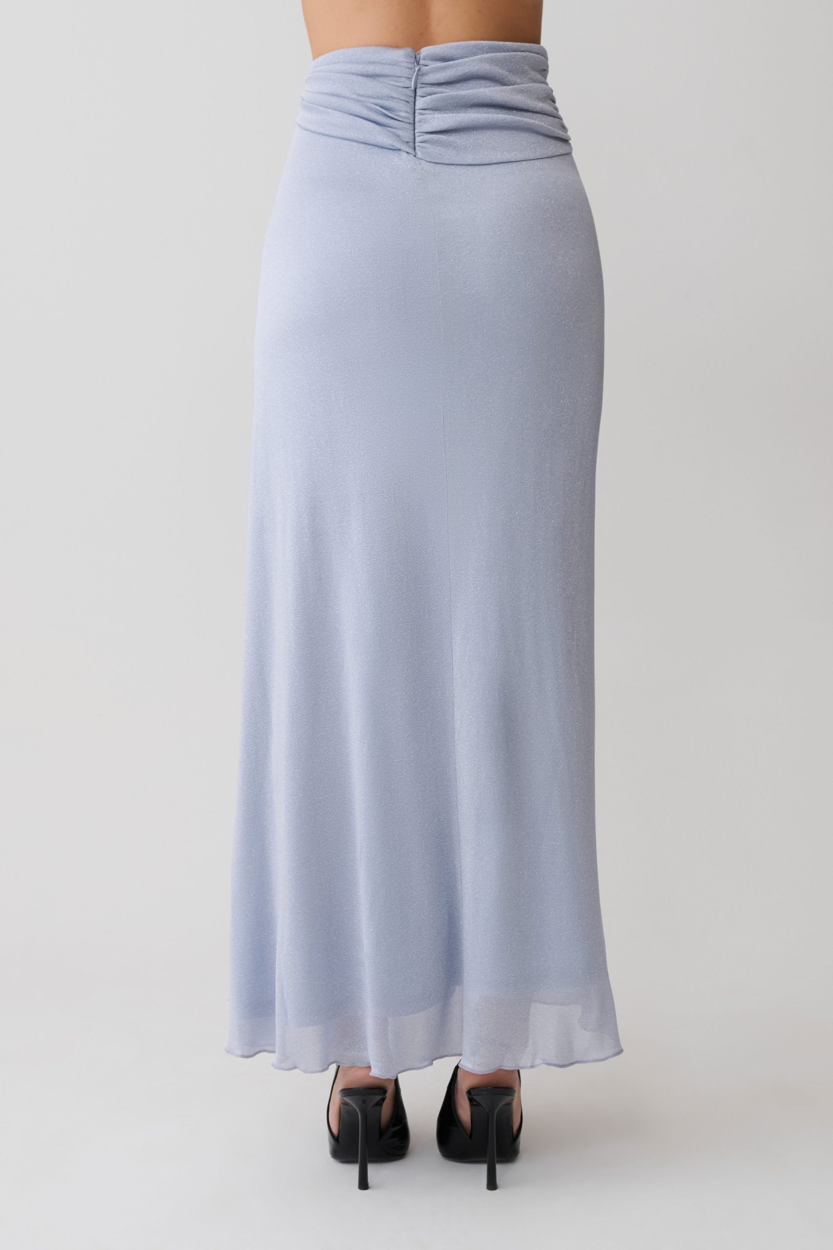 Adrienne Lurex Knot Maxi Skirt - Pastel Blue - Image 6