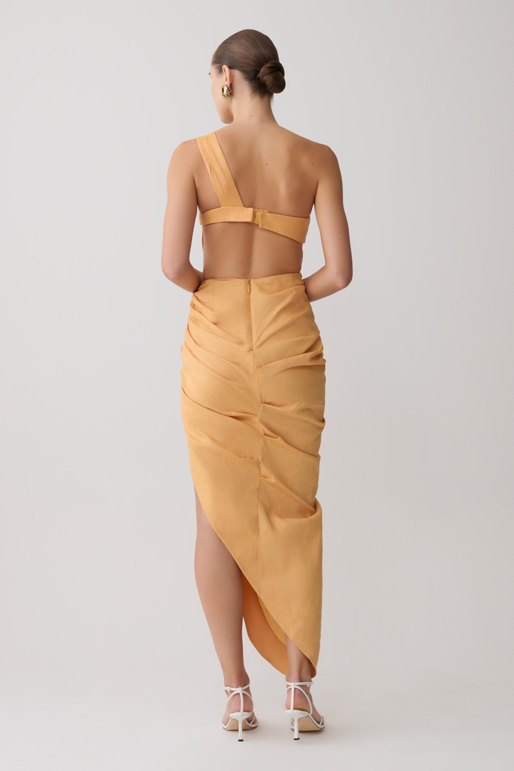 Birgit Linen Midi Dress With Hardware - Deep Peach - Image 3