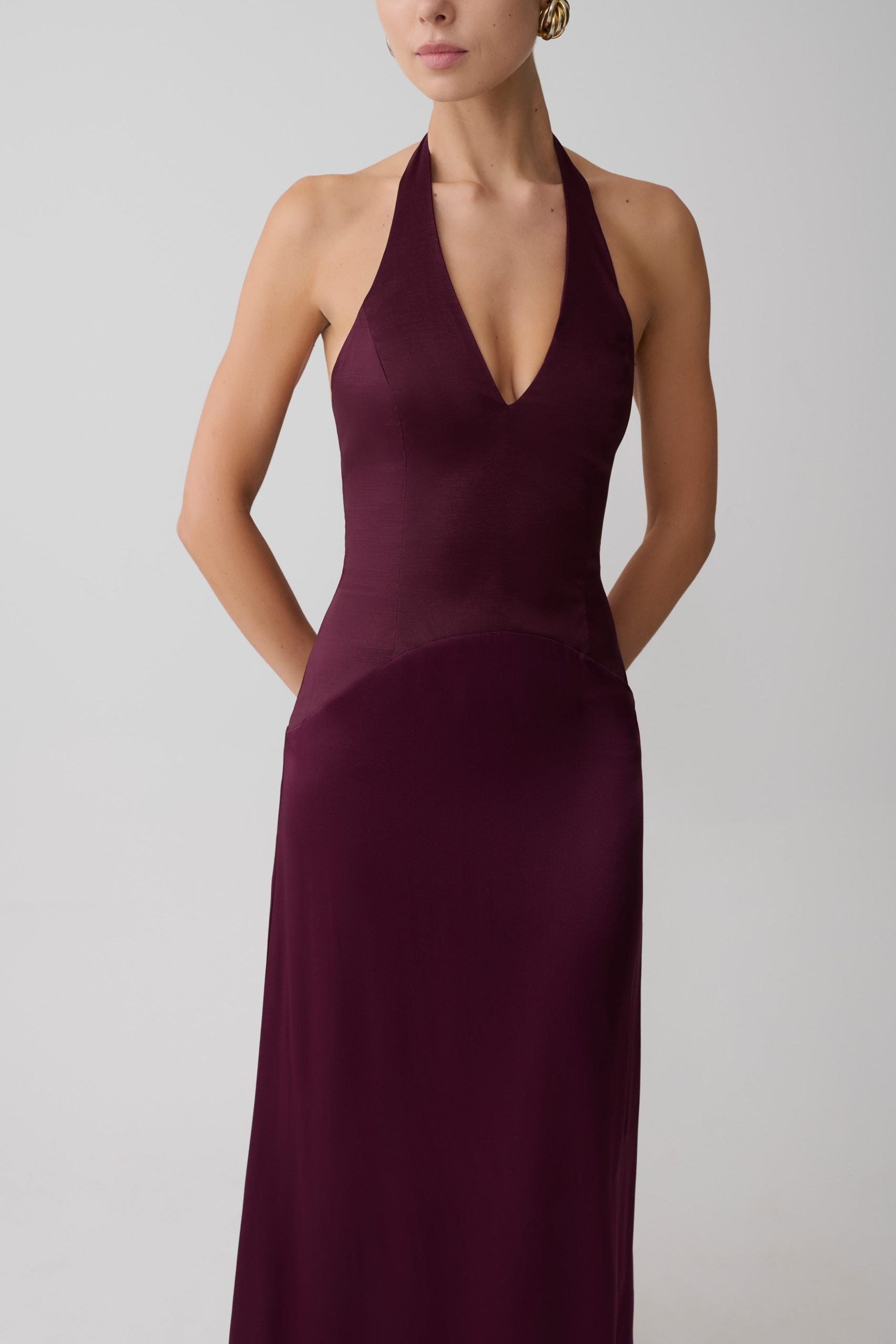 Maura Taffeta And Satin Maxi Dress - Wine - Image 5