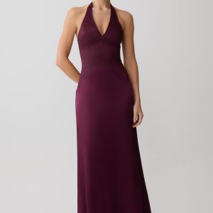 Maura Taffeta And Satin Maxi Dress - Wine