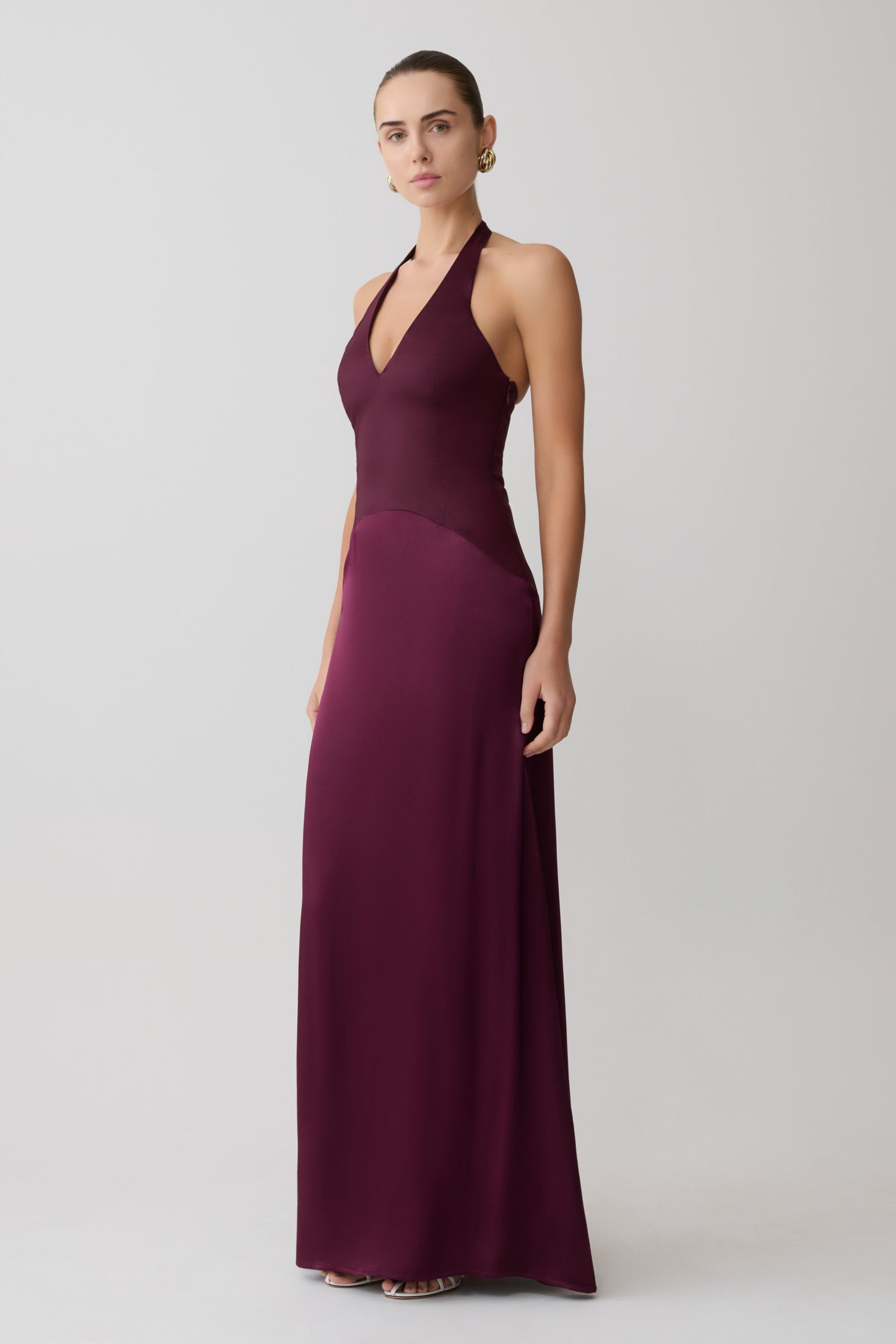 Maura Taffeta And Satin Maxi Dress - Wine - Image 3