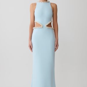 Nicole Embellished Cut Out Maxi Dress - Pale Blue