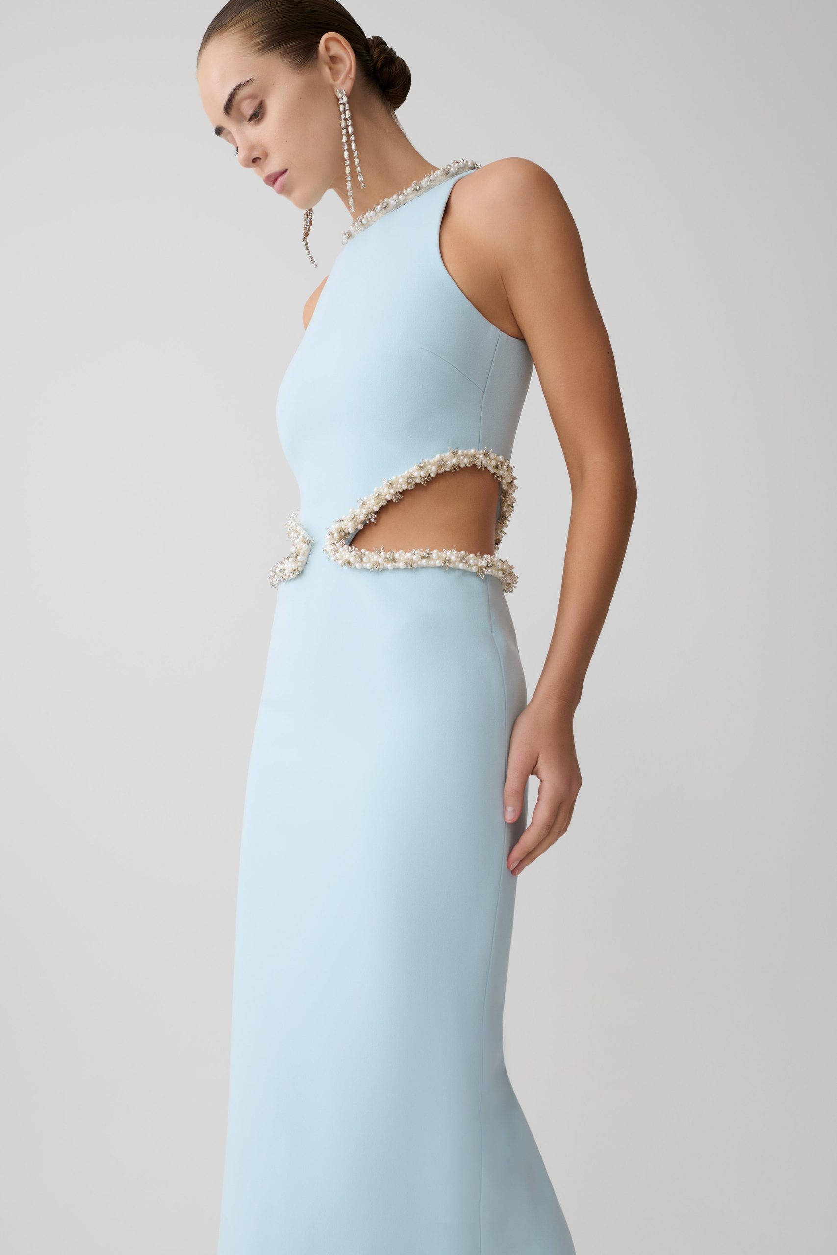 Nicole Embellished Cut Out Maxi Dress - Pale Blue - Image 5