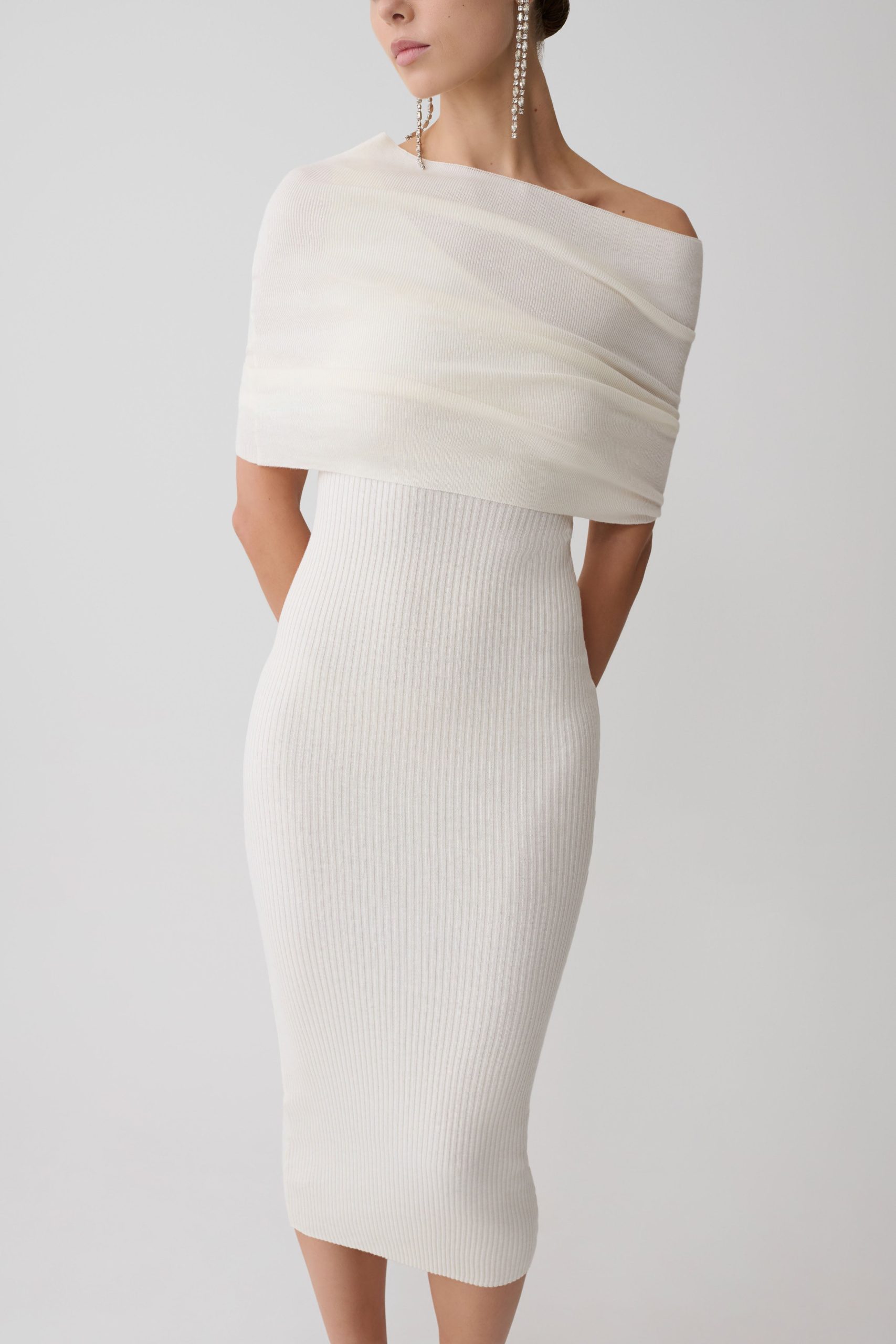 Zandie Cashmere Blend Knit Midi Dress - Ivory - Image 4
