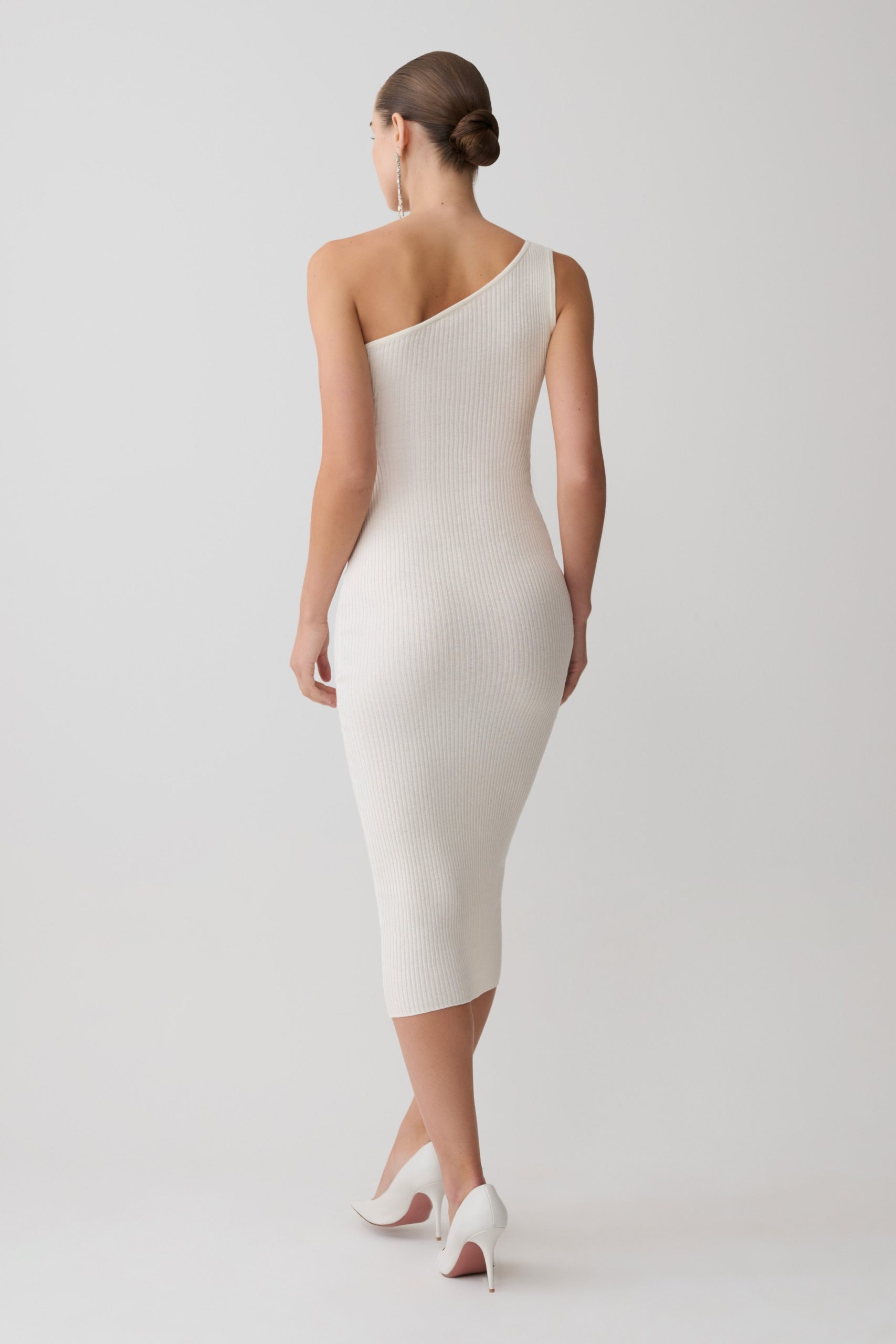 Zandie Cashmere Blend Knit Midi Dress - Ivory - Image 7