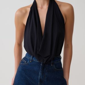 Huyen Cowl Front Modal Top - Black