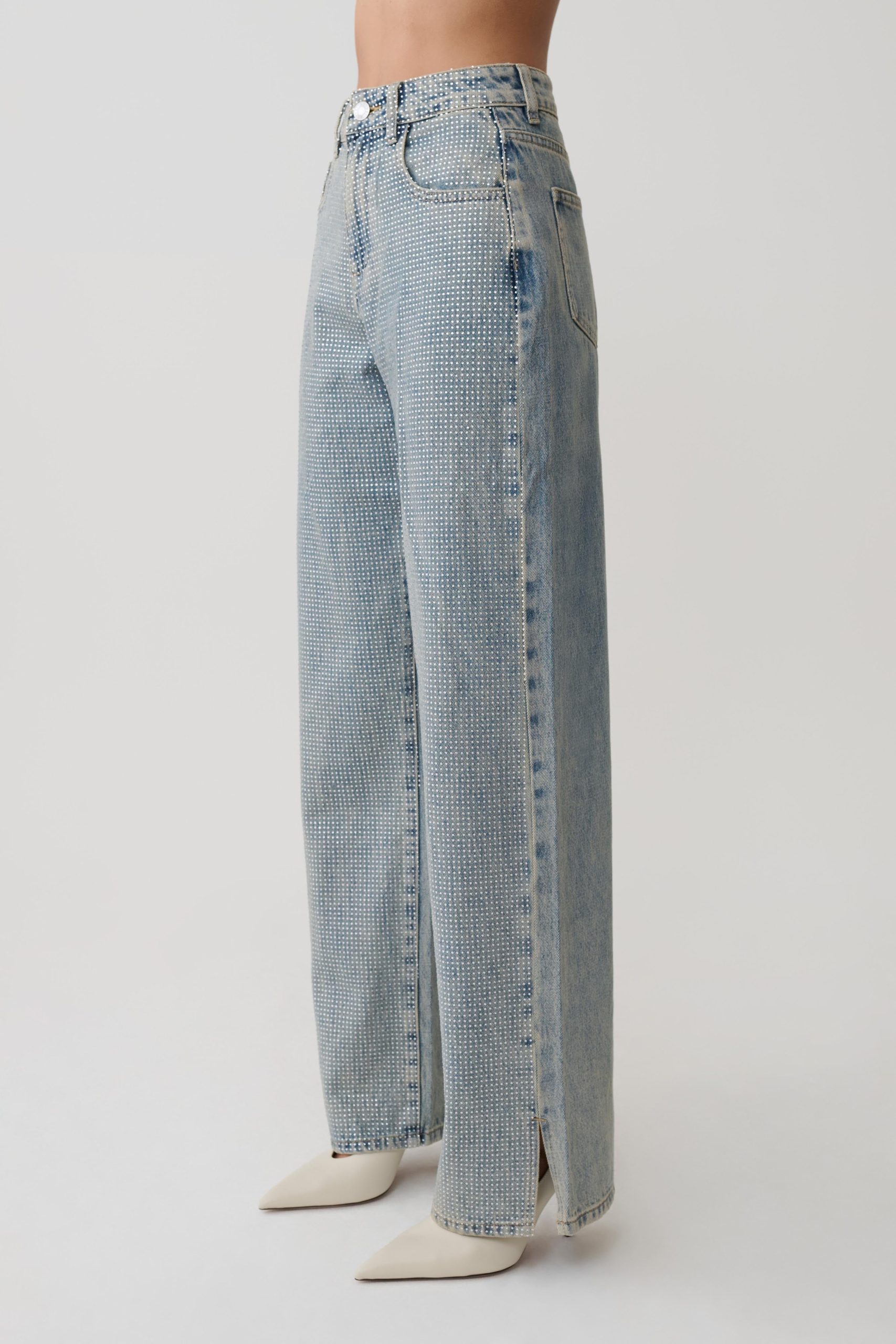 Tyla Diamante Denim Jeans - Blue/Green - Image 9