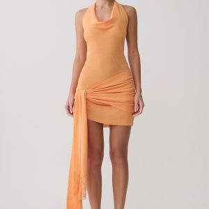 Lucien Cowl Neck Mini Dress - Apricot