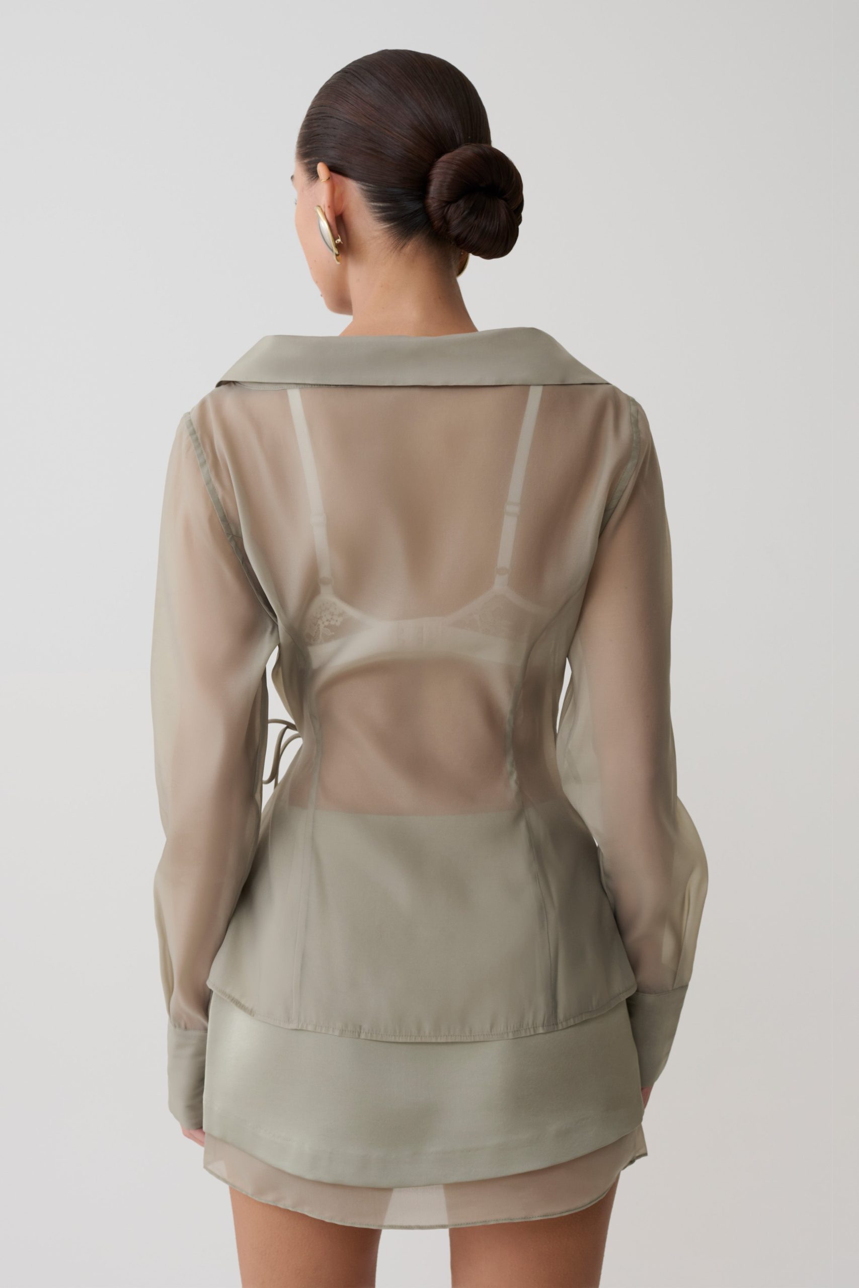 Frankie Organza Cross Over Shirt - Smoke - Image 3