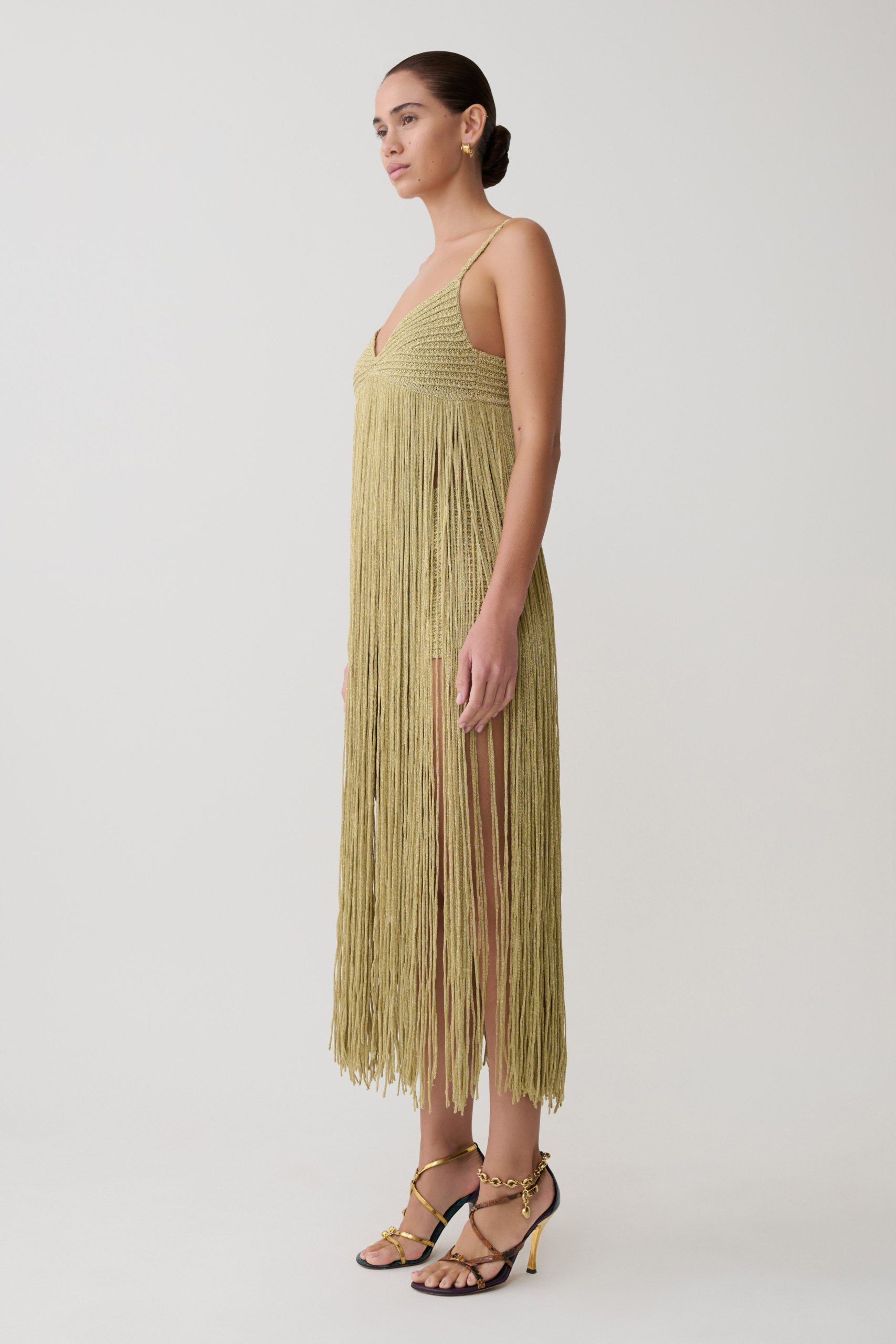 Renee Lurex Crochet Maxi Dress - Gold - Image 4