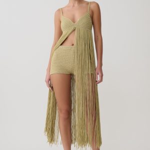 Renee Lurex Crochet Maxi Dress - Gold