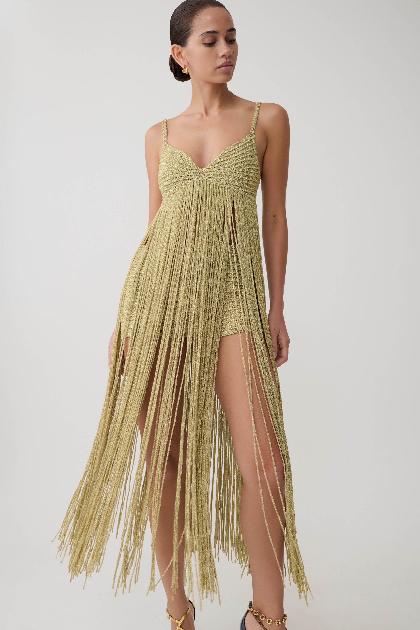 Renee Lurex Crochet Maxi Dress - Gold - Image 12