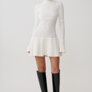 Adena Pointelle Knit Mini Dress - Ivory