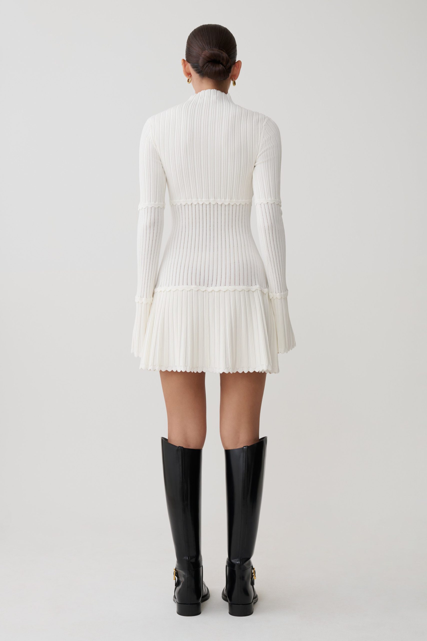 Adena Pointelle Knit Mini Dress - Ivory - Image 2