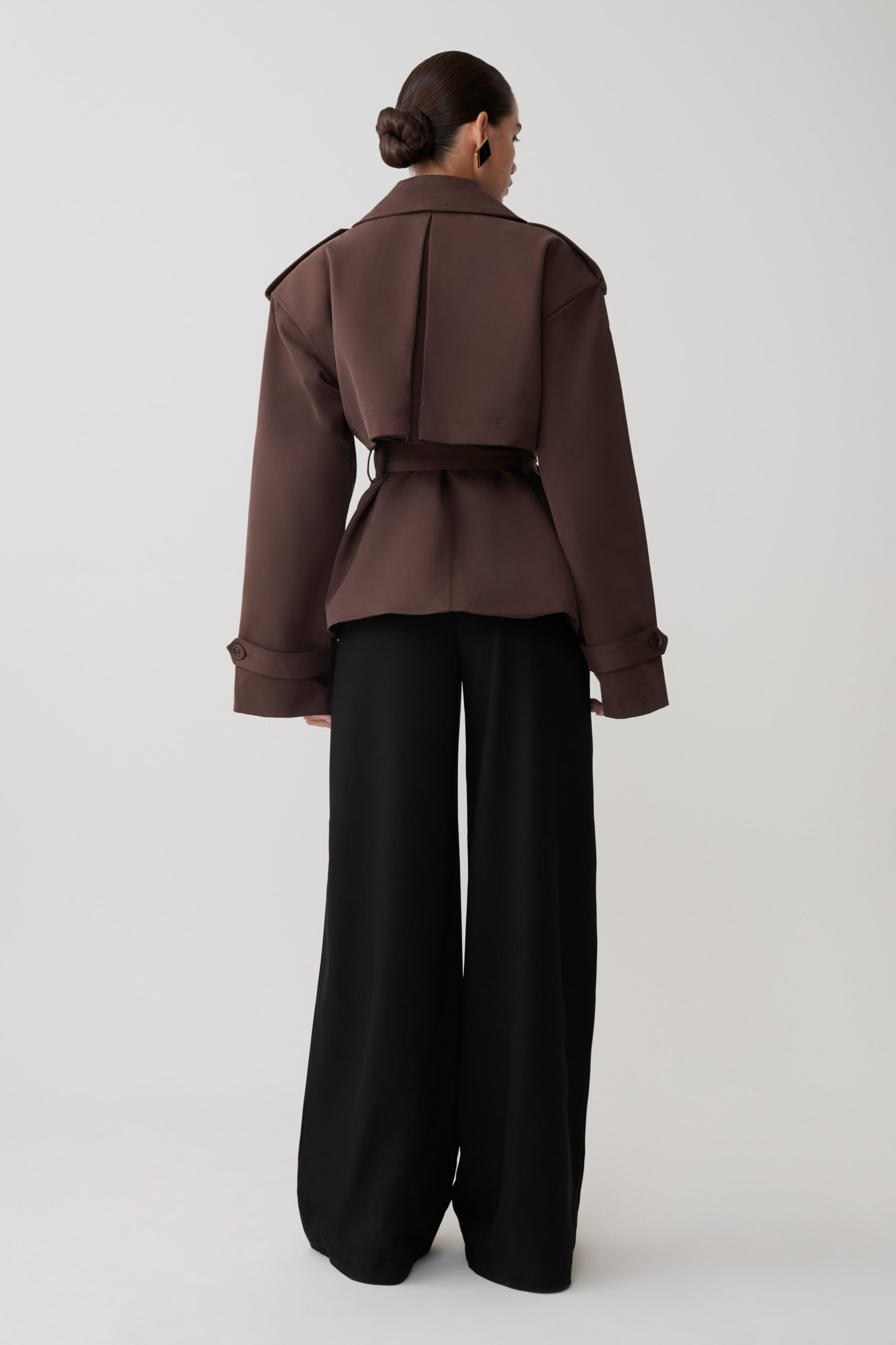 Alden Short Trench Jacket - Chocolate - Image 2