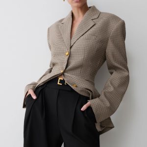 Mila Shaped Blazer - Tan Check
