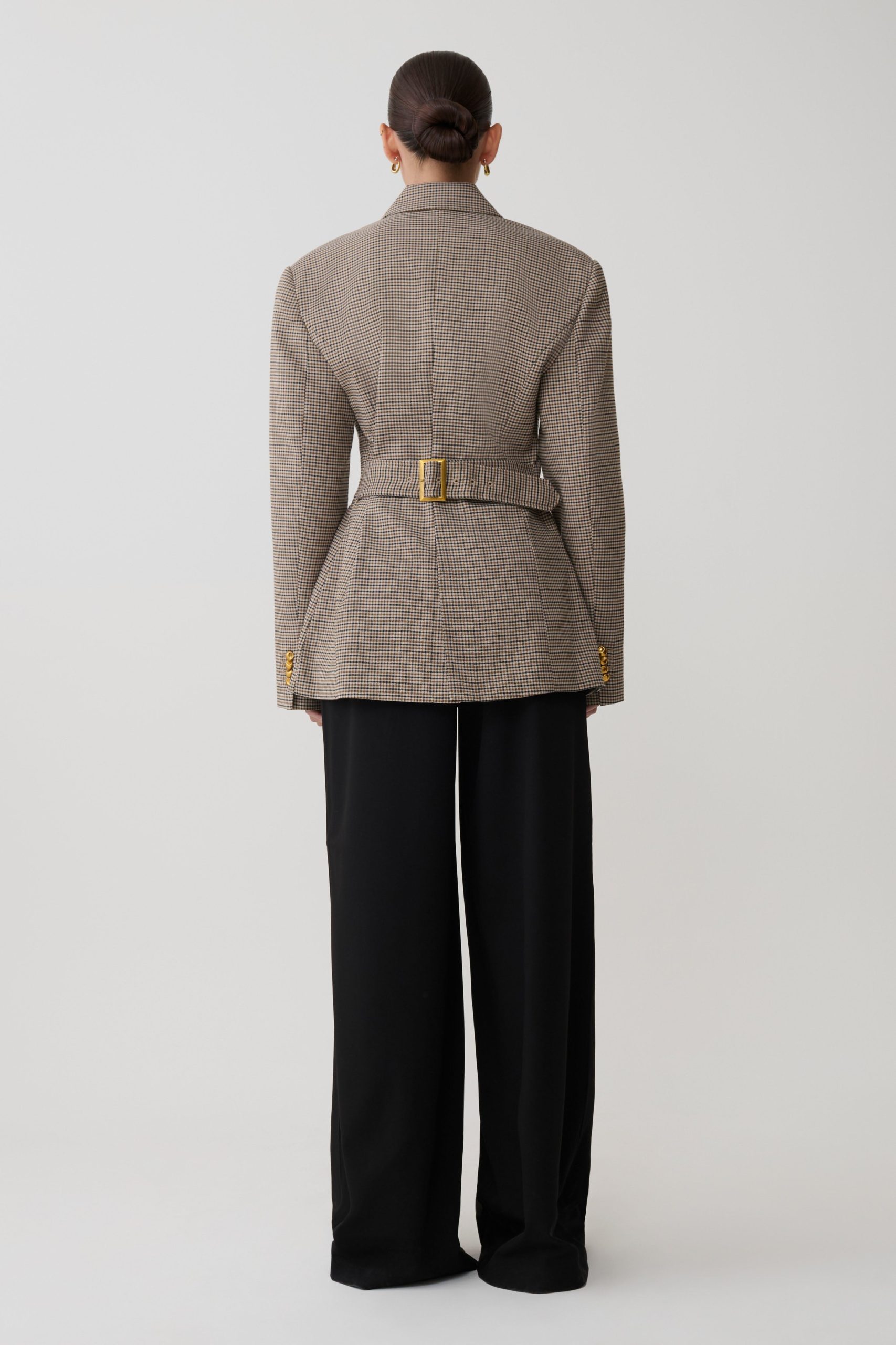 Mila Shaped Blazer - Tan Check - Image 3