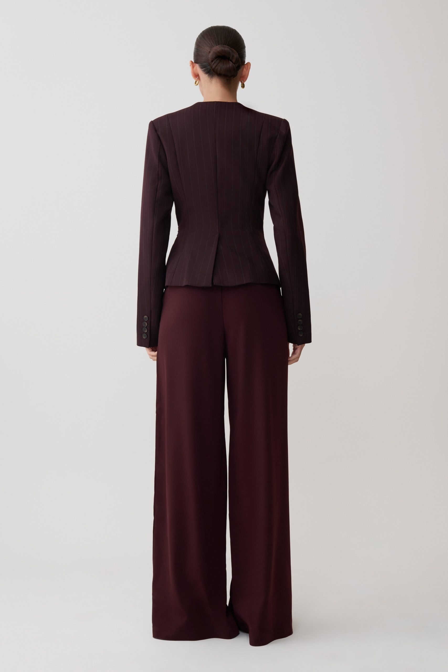 Agatha Square Neck Blazer - Plum Pinstripe - Image 5