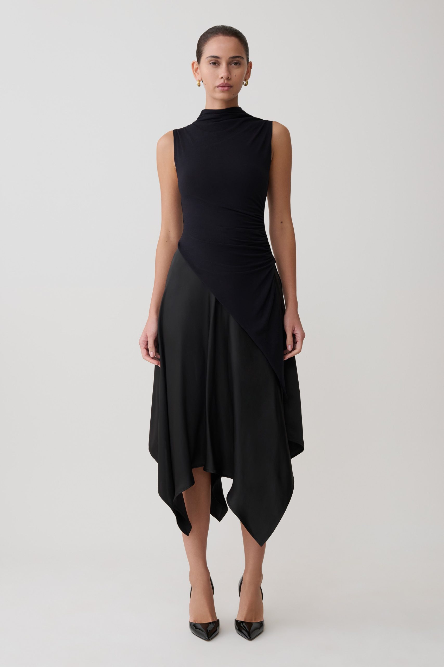 Suong High Neck Gathered Top - Black - Image 8