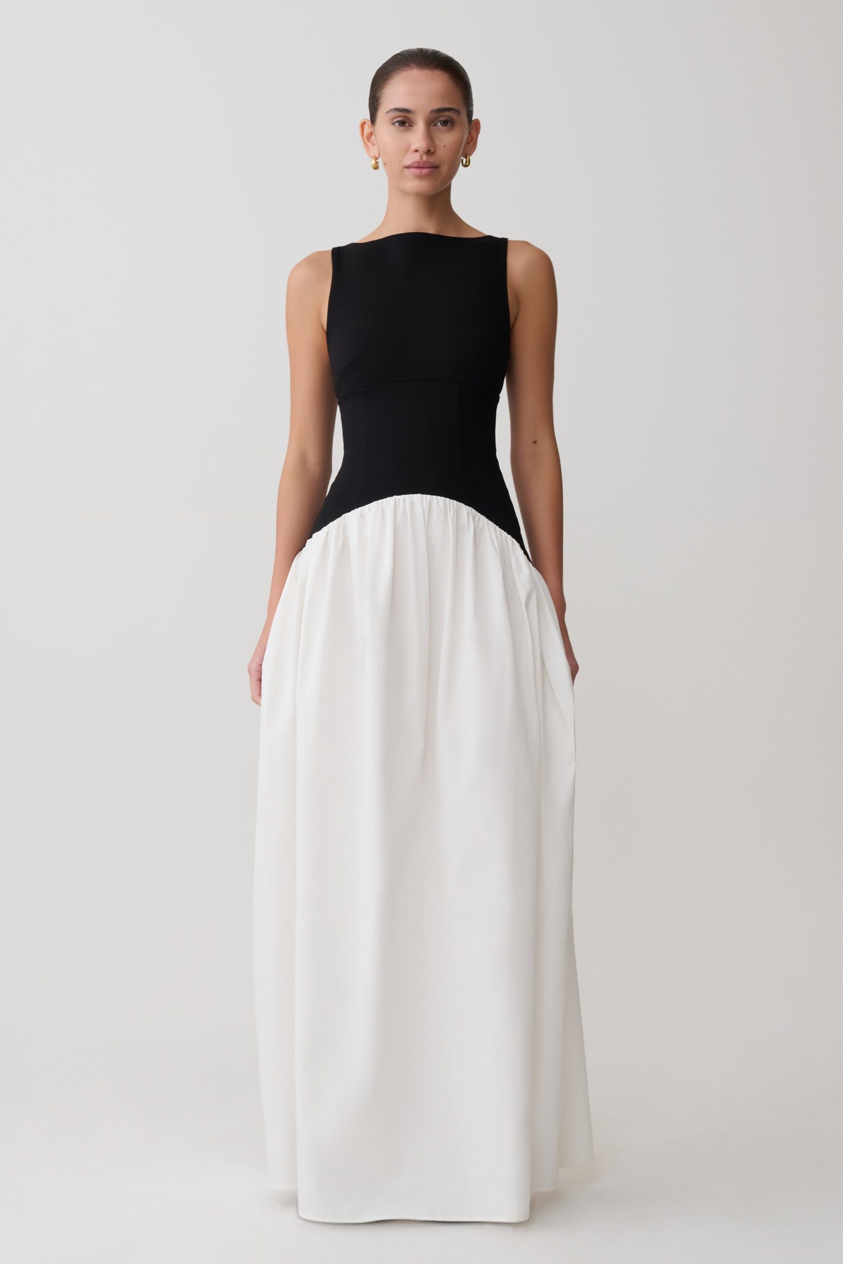 Acacia Contrast Sleeveless Maxi Dress - Black/White - Image 5