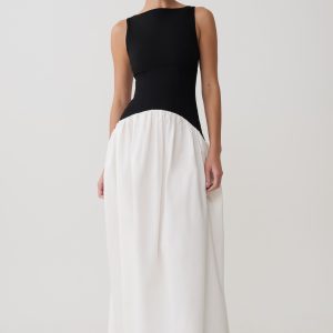 Acacia Contrast Sleeveless Maxi Dress - Black/White