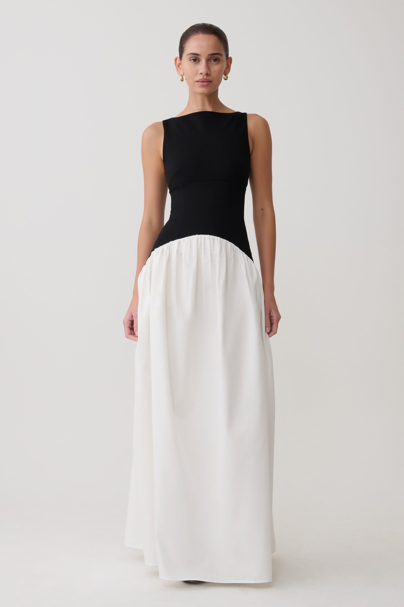 Acacia Contrast Sleeveless Maxi Dress - Black/White - Image 4
