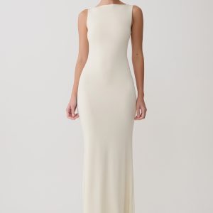 Tarna Sleeveless Slinky Maxi Dress - Bone