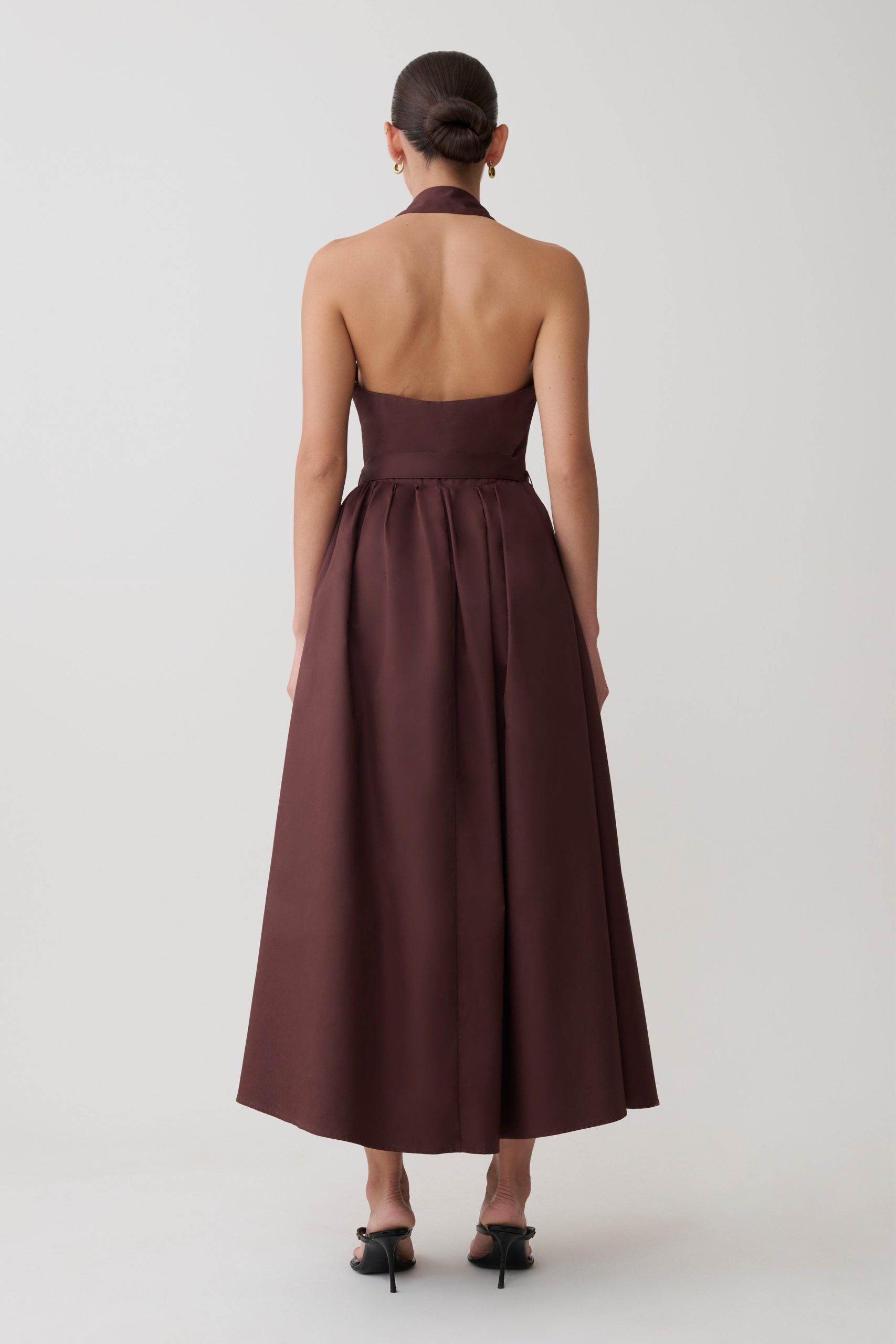 Cindy Collared Midi Dress - Chocolate - Image 2