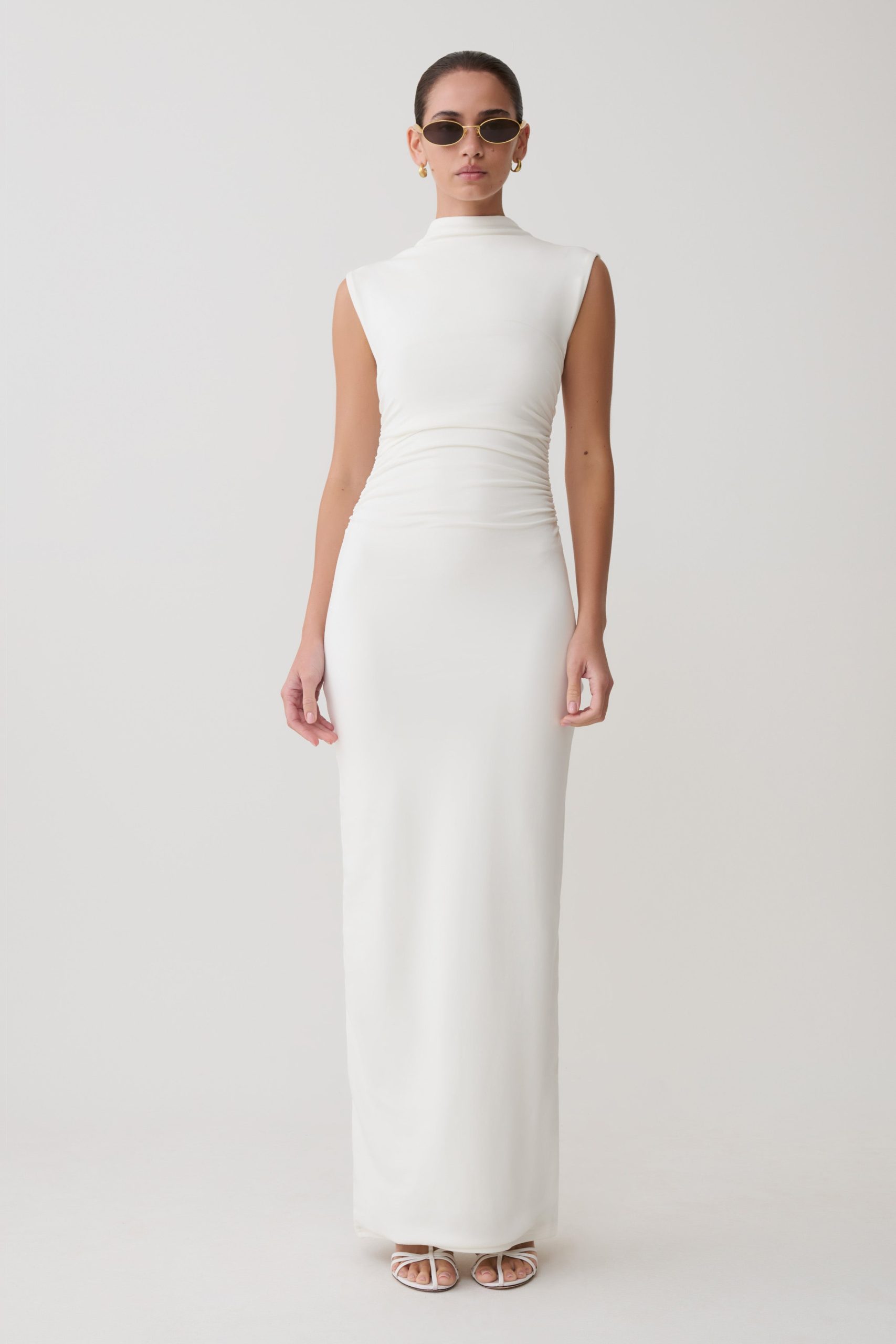 Elliot High Neck Sleeveless Maxi Dress - White - Image 4