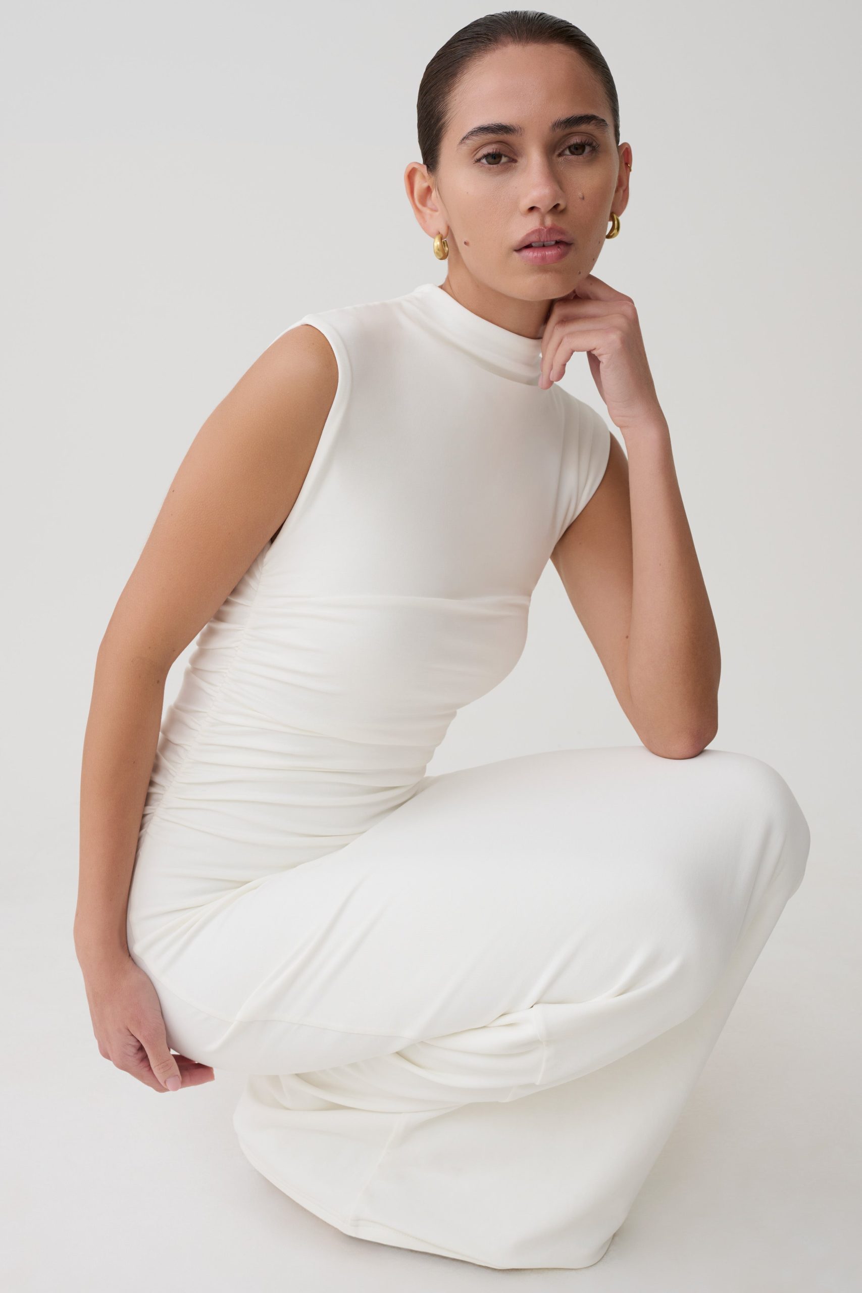 Elliot High Neck Sleeveless Maxi Dress - White - Image 5