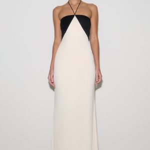 Hien Sequin Halter Maxi Dress - Black/Ivory
