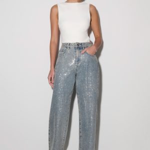 Tyla Diamante Denim Jeans - Blue/Green