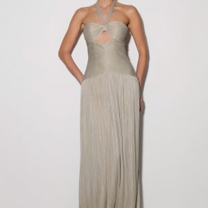 Juliette Pleated Chiffon Maxi Dress - Silver