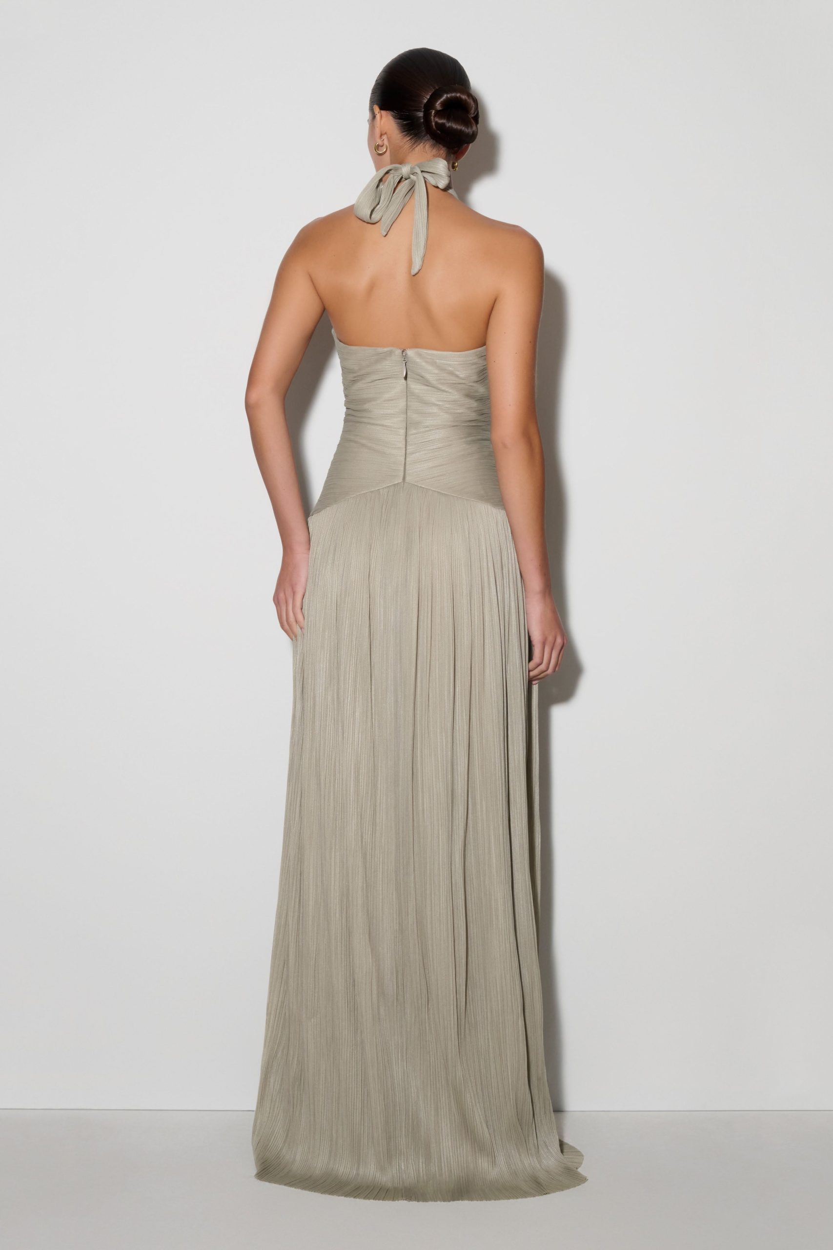 Juliette Pleated Chiffon Maxi Dress - Silver - Image 2