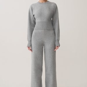 Kerrymae Straight Leg Knit Pants - Grey Marle