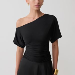 Luu Off Shoulder Slinky Top - Black