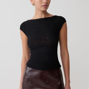 Romana Short Sleeve Mesh Top - Black