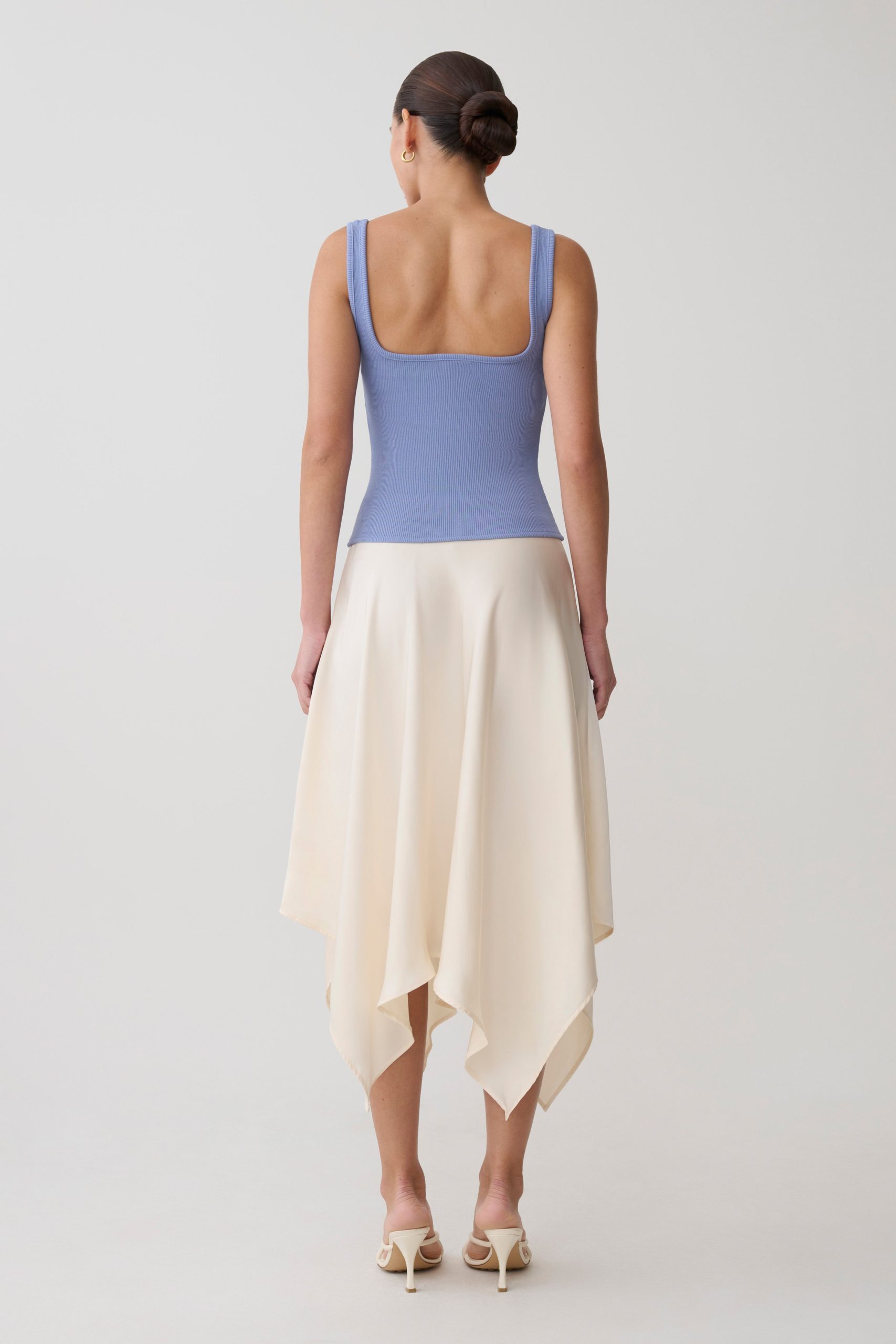 Aisling Ribbed Square Neck Sleeveless Top - Cornflower Blue - Image 5
